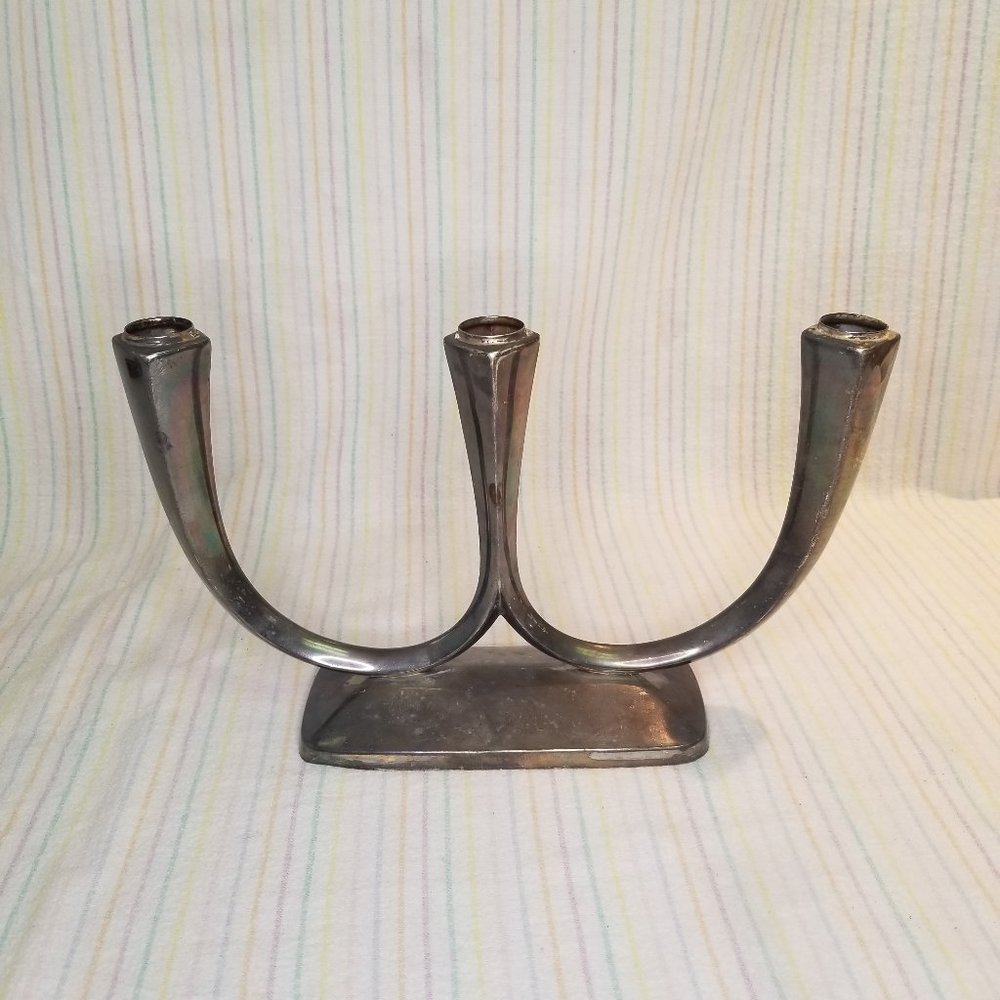 Vintage WMF Germany Silver Plate Tripe Candle Holder Trio Candelabra Art Deco